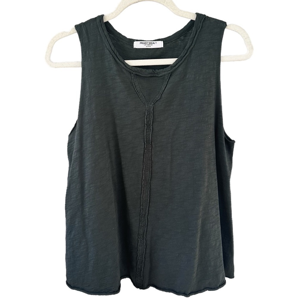 PROJECT SOCIAL T Gray Sleeveless Flowy Tank Top, Medium